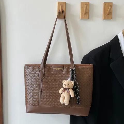 Borsa Tote da Spalla in Pelle Intrecciata di Moda Grande Capacità Borsa da Lavoro Casual Con Manico Superiore per Donna Borsa per Spesa Quotidiana