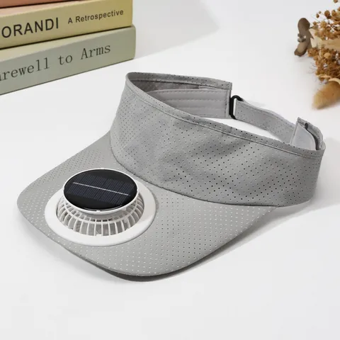 Solar Charging Fan Sun Visor Hat Summer Outdoor Quick Drying Sports Empty Top Cap Adjustable Letter Sunshade Hat