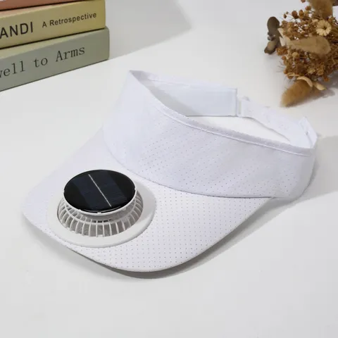 Solar Charging Fan Sun Visor Hat Summer Outdoor Quick Drying Sports Empty Top Cap Adjustable Letter Sunshade Hat