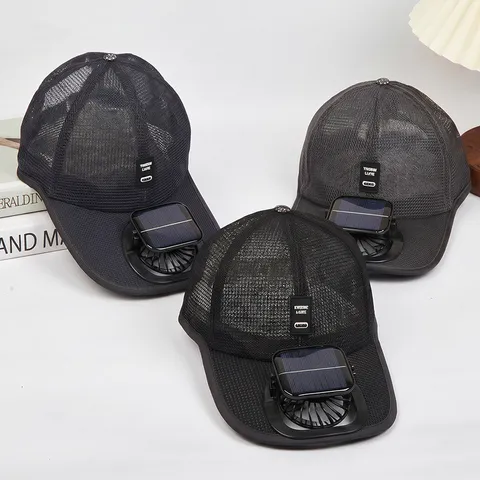 Unisex Breathable Mesh Baseball Cap With Solar Powered Fan Summer Outdoor Sun Protection Adjustable Sunshade Hat