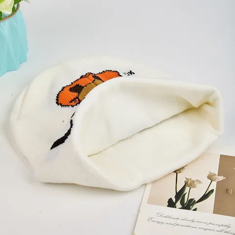 Süße Cartoon Capybara Jacquard Strick Beanie Mütze Winter Warm Verdickte Pullover Totenkopf Mütze