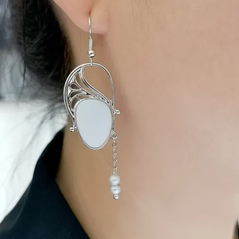 Bohemian Creative Swan River Mussel Shell And Artificial Pearl Tassel Drop Earrings Fashion Alloy Women Jewelry