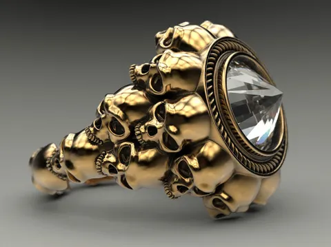 Anello a Teschio Punk Rock per Uomo Donna Gotico Retrò Lega Strass Intarsiato Anello Gioielli Vintage Accessorio Regalo