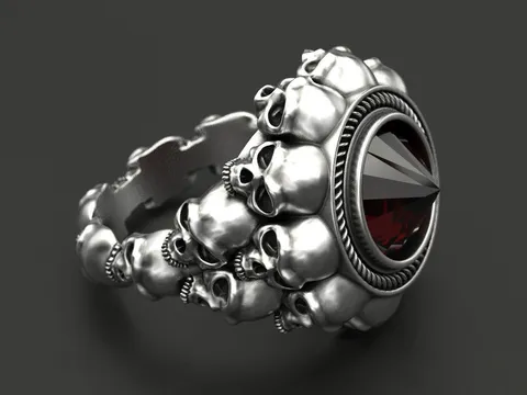 Anello a Teschio Punk Rock per Uomo Donna Gotico Retrò Lega Strass Intarsiato Anello Gioielli Vintage Accessorio Regalo
