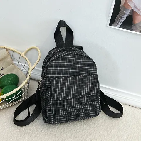 Women Mini Plaid Backpack Small Casual Grid Pattern School Bag For Teenagers Girls Sweet Fresh Style Waterproof Mesh Bag