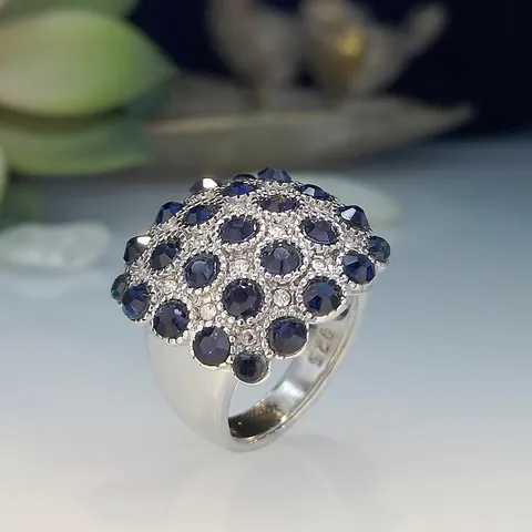Vintage Metalen Ring Verguld Vierkant Geometrische Ring Met Saffierblauw Strass Accenten Voor Banket Unisex Sieraden Cadeau