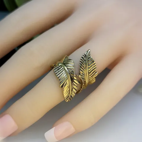 Boheems Vintage Blad Open Ringen Voor Vrouwen Antiek Goud Gun Zwart Reliëf Boom Blad Statement Ring Sieraden
