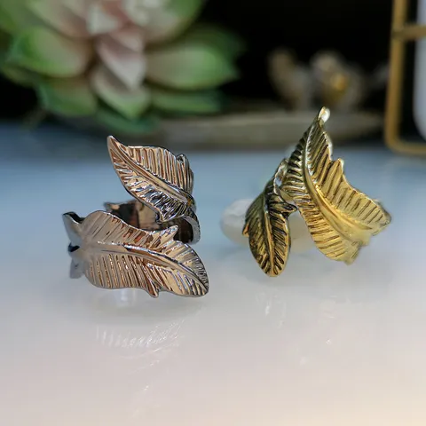 Boheems Vintage Blad Open Ringen Voor Vrouwen Antiek Goud Gun Zwart Reliëf Boom Blad Statement Ring Sieraden