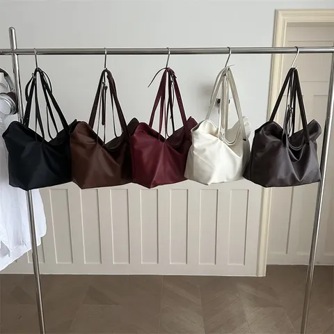Women Large Capacity Tote Bag PU Leather Solid Color Minimalist Casual Shoulder Bag Underarm Bag Daily Commuting Handbag
