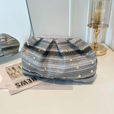 Bolso de Mano Plisado Vintage de Moda para Mujer Bolso de Nube Tejido de Cuero PU Estilo Vacaciones Casual