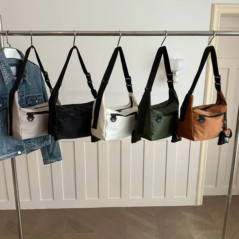 Trendy High Capacity Nylon Crossbody Bag With Small Pouch Casual Sports Shoulder Messenger Bag For College Students Women Men