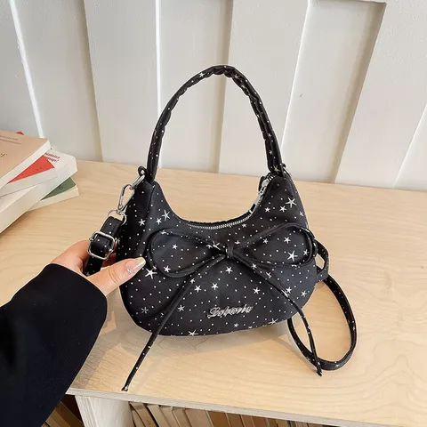 Damen Trend Oxford Gewebe Sternenhimmel Bedruckt Teigtaschen Tasche Schicke Schleife Handtasche Vielseitige Umhängetasche Mini Schultertasche Für Alltag