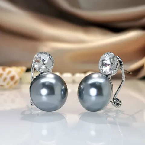 Lega di Lusso Leggera con Strass Intarsiati Orecchini a Clip con Perle Artificiali Stile Lady Di Eleganti Orecchini Geometrici Gioielli per Donna Festa