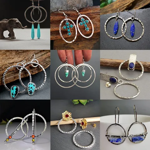 Vintage Legering Hoepel Oorringen Voor Vrouwen Boho Geometrische Ronde Cirkel Hangen Drop Oorringen Punk Antieke Sieraden Cadeau
