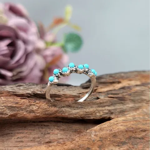 Boheems Legering Turquoise Ring Antiek Zilver Geometrisch Ingelegde Blauwe Kralen Retro Vintage Ring Unisex Mode Sieraden Vingering Cadeau