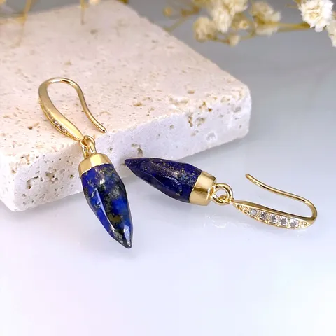 Vintage Artistico Rame Pietra Naturale a Goccia Orecchini Pendenti da Donna Placcati in Oro Geometrici Strass Goccia d'Acqua Gancio Gioielli Regalo