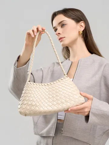 Sac à Bandoulière Tissé pour Femmes en Cuir PU Sac à Main de Trajet Hobo Sous les Aisselles Sac Quotidien Chic et Élégant