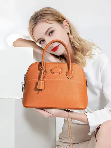 Sac à Main Femme en Cuir Véritable Minimaliste Urbain Sac à Poignée Supérieure Grande Capacité Sac Coquillage Mode Sac Cabas Quotidien