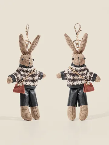 Mignon Chien-Loup Pied-de-Poule Lapin Peluche Poupée Sac Breloque Créatif Porte-Clés Cartoon Animal En Peluche Pendentif Accessoires De Mode