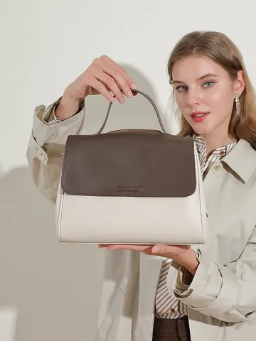 Femmes Cuir Véritable Tote Sac Grande Capacité Décontracté Commuter Épaule Sac à Main Bloc de Couleur Mode Poignée Supérieure