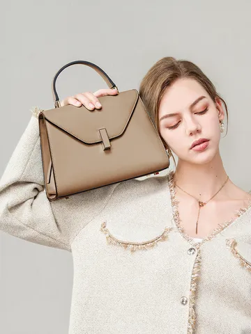 Sac à Main en Cuir Véritable pour Femmes Minimaliste Urbain Grande Capacité Sac de Transport Élégant Sac Bandoulière