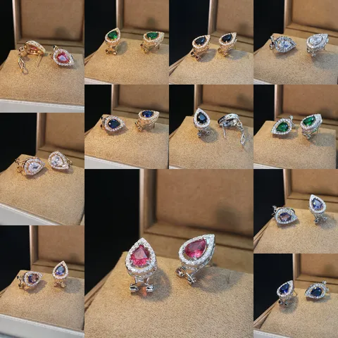 Orecchini a Bottone in Zirconia a Goccia d'Acqua da Donna Leggeri di Lusso in Rame Galvanizzato Gioielli Classici