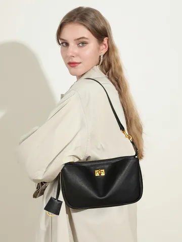 Sac Underarm en Cuir de Vachette Véritable Design de Niche Femme Navette Casual Sac à Bandoulière Mode