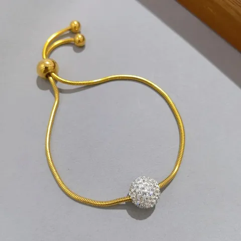 Bracciale di Perline in Acciaio Inossidabile con Zirconia Pavè per Donna Stile Ins Catena a Serpente Regolabile Ciondolo a Cuore Gioielli in Oro Argento
