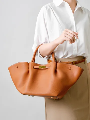 Women Genuine Leather Tote Bag Large Capacity Commuter Handbag Luxury Designer Style Casual Shoulder Crossbody Bag