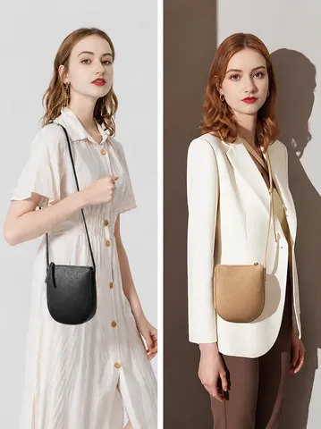 Femme Cuir Véritable Sac Bandoulière Mode Couleur Unie Sac Téléphone Portable Petit Sac Selle Quotidien Polyvalent Sac à Main