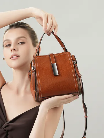 Sac Bandoulière en Cuir Véritable pour Femmes Minimaliste Urbain Grande Capacité Sac à Main