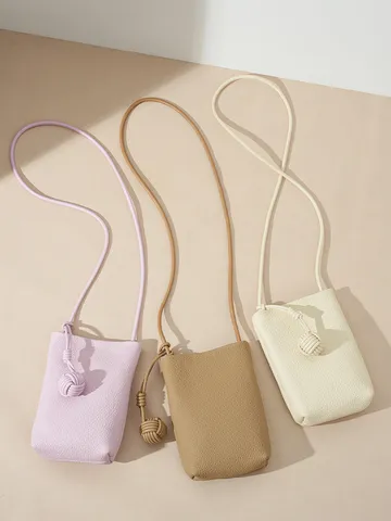 Femme Cuir Véritable Sac Téléphone Vertical Design de Niche Sac Bandoulière Commuter Simple Sac Messager Petit