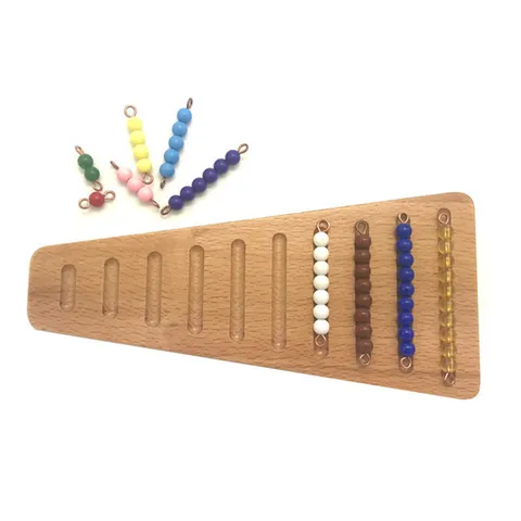 Montessori Wooden Counting Beads Stair Board Educational Math Learning Toy For Kids Early Education Teaching Aid