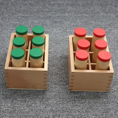 Montessori Early Education Sensory Toy Wooden Sound Cylinders Children Sound Discrimination Learning Toy
