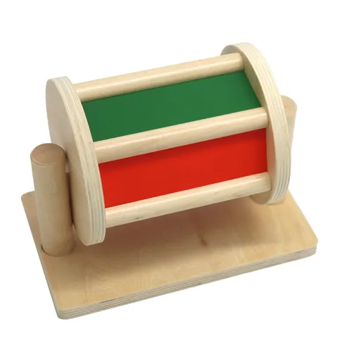 Montessori Wooden Spinning Drum Educational Toy Color Recognition Sensory Learning Toy For Toddlers Kids