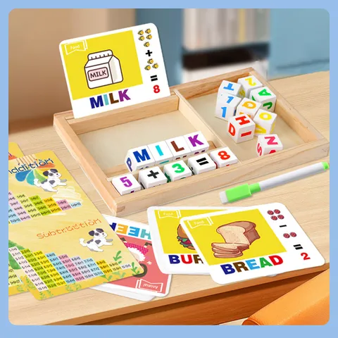 Kids Wooden English Word Spelling And Math Learning Educational Toy Interactive Family Puzzle Game For Children