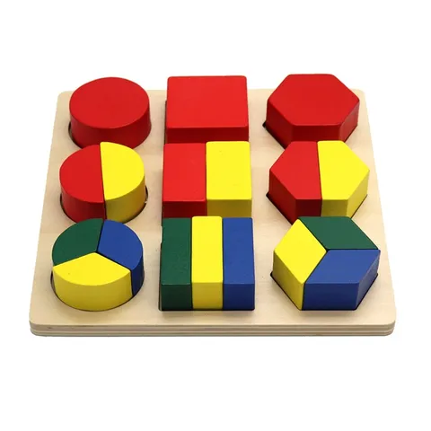 Wooden Educational Geometric Shape Decomposition Puzzle Toy Montessori Math Learning Cognition Board For Kids