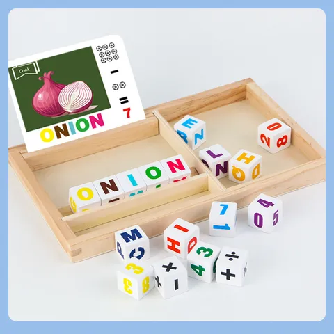 Kids Wooden English Word Spelling And Math Learning Educational Toy Interactive Family Puzzle Game For Children