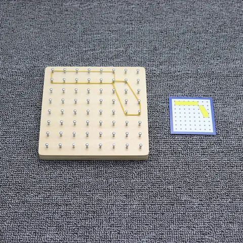 Wooden Math Geometry Peg Board Montessori Educational Toy Children Shape Learning Rubber Band Puzzle Toy Gift