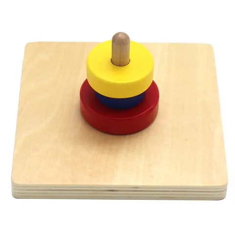 Montessori Holz Frühförderung Lernspielzeug Dreifarbige Ringe Stapelspielzeug Hand-Auge-Koordination Training für Kleinkinder