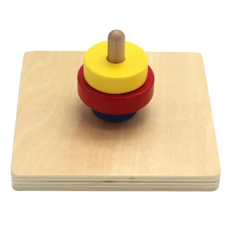 Montessori Holz Frühförderung Lernspielzeug Dreifarbige Ringe Stapelspielzeug Hand-Auge-Koordination Training für Kleinkinder
