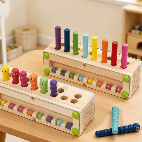 Kids Educational Wooden Early Learning Color Matching Shape Sorter Hand Eye Coordination Montessori Toy Color Cognition Puzzle Gift