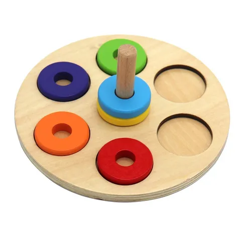 Montessori Frühe Bildung Holz Stapelringe Spielzeug Farberkennung Formerkennung Lernspielzeug Für Baby Kinder Kleinkind
