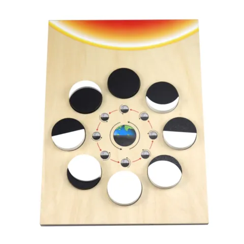 Kids Wooden Moon Phase Puzzle Educational Toy Montessori Learning Cognition Board Hand Eye Coordination Science Aid
