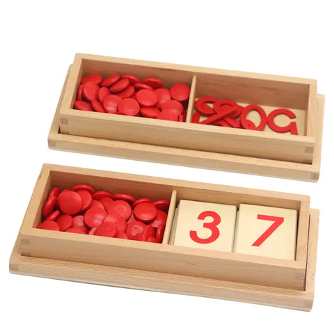 Montessori Wooden Math Toys Digital Numbers And Counting Chips Early Educational Learning Toy For Kids Toddlers