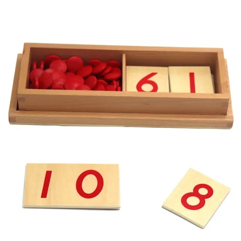 Montessori Wooden Math Toys Digital Numbers And Counting Chips Early Educational Learning Toy For Kids Toddlers