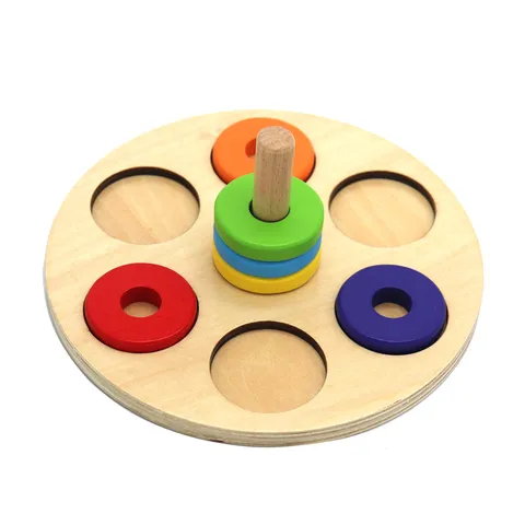 Montessori Frühe Bildung Holz Stapelringe Spielzeug Farberkennung Formerkennung Lernspielzeug Für Baby Kinder Kleinkind