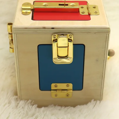 Montessori Early Education Wooden Busy Board Lock Box Toy Hand Eye Coordination Training Sensory Toy for Toddlers Kids Gift