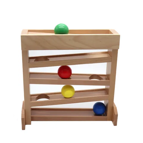 Montessori Wooden Visual Tracker Toy Early Education Educational Rolling Ball Track Toy For Baby Toddler