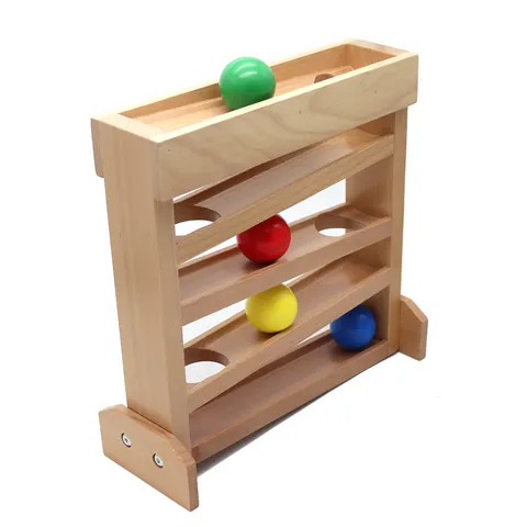 Montessori Wooden Visual Tracker Toy Early Education Educational Rolling Ball Track Toy For Baby Toddler